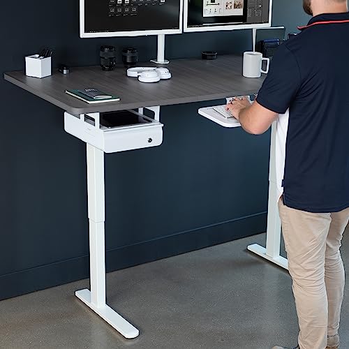 VIVO Electric Standing Desk Frame, Rear-Set Legs, Single Motor Memory Controller Height Adjustment, Frame Only, White, DESK-100E-RW VIVO