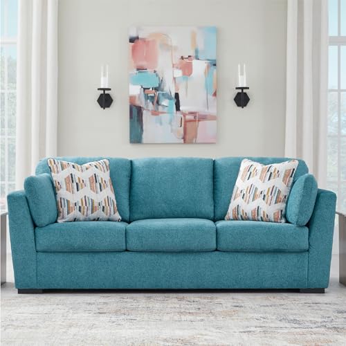 Signature Design by Ashley Keerwick Scandinavian Sofa with 4 Toss Pillows, Blue Signature Design by Ashley