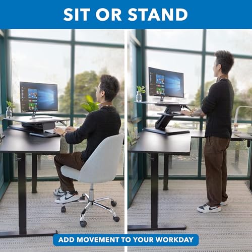 Mount-It! Standing Desk Converter, Compact 25" Sit Stand Desk Riser with Gas Spring Lift, Adjustable Height Desktop Riser for Laptop, Monitor, and Keyboard, Small Home Office Desk Converter Mount-It!