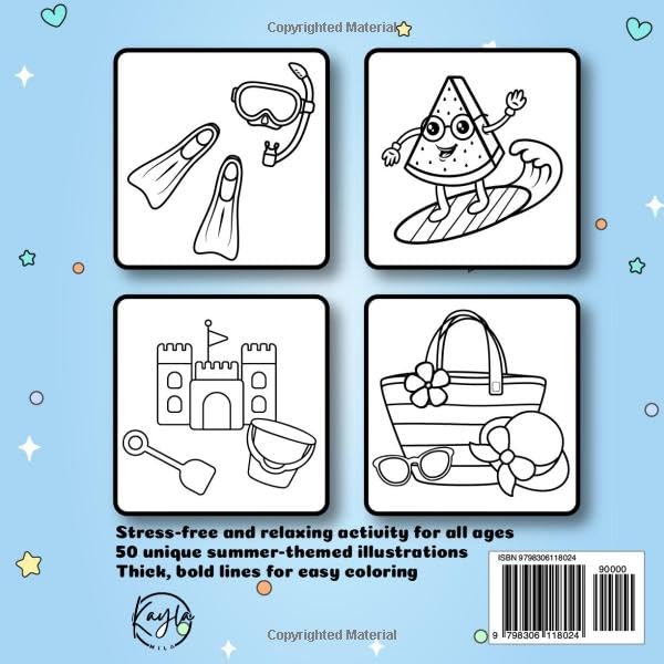 Sunny Days: A Summer-Themed Coloring Book with Bold and Easy Relaxing Illustrations to Color for Adults, Teens, and Kids Seeking Stress Free Fun Majosta