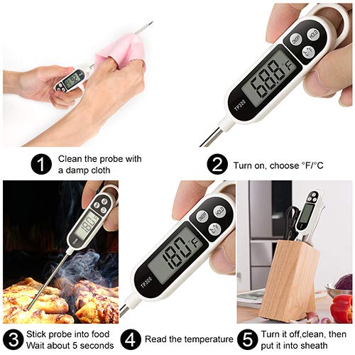 Digital Instant Read Meat Thermometer Kitchen Cooking Food Candy Thermometer for Oil Deep Fry BBQ Grill Smoker Thermometer by AikTryee AikTryee