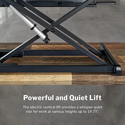 Vari Varidesk Pro Plus 36 Electric Standing Desk Converter – 11 Height Settings + Spring-Loader Lift, 2 Tier Design, Keyboard Tray – Fits Desktops 36” Wide x 26.5" Deep – Fully Assembled (Black) Vari