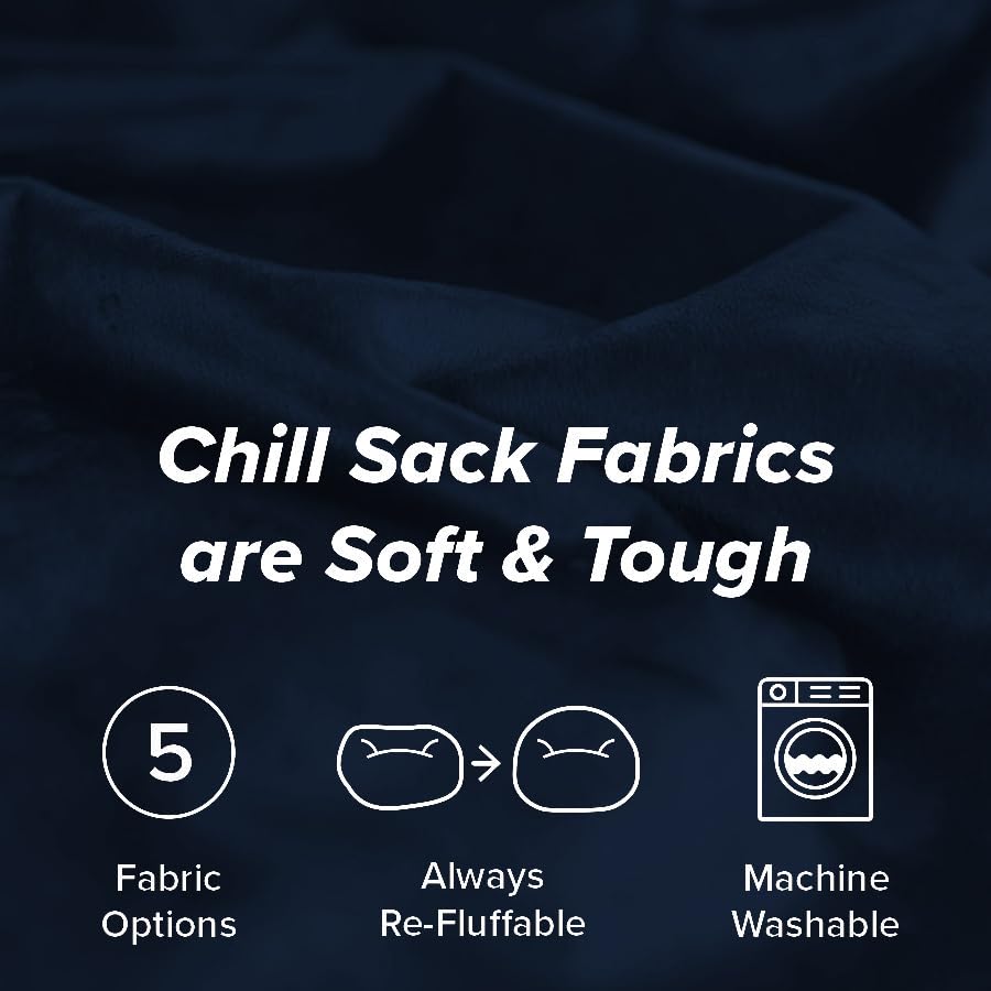 Chill Sack Bean Bag Chair - 5' Giant Memory Foam Lounge Chair with Soft Microfiber Cover – Cozy Furniture for Living Room, Dorm, & Kids' Rooms – Comfortable 5 Ft, Microsuede Lounge Sofa, Navy Chill Sack