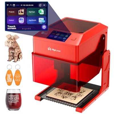 AlgoLaser Pixi Smart Laser Engraver - 3W Portable Laser Engraver Machine with 3.5" Touchscreen & AlgoOS System & APP - Laser Engraving for Wood, Acrylic, Glass, Beginner & DIY Gift & Small Business
