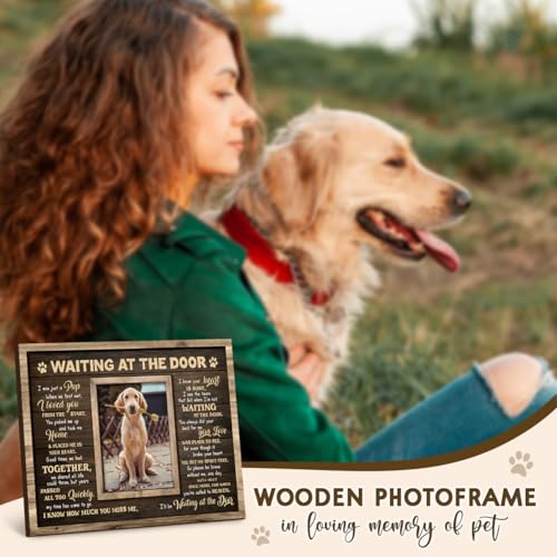 Kilyhome Dog Memorial Frame - Waiting At The Door Wooden Picture Frame for Pet Loss, 8''x10'' - Pup Remembrance Keepsake, Bereavement Decor Home, Sympathy Gift for Pets Owner, Dogs Mom