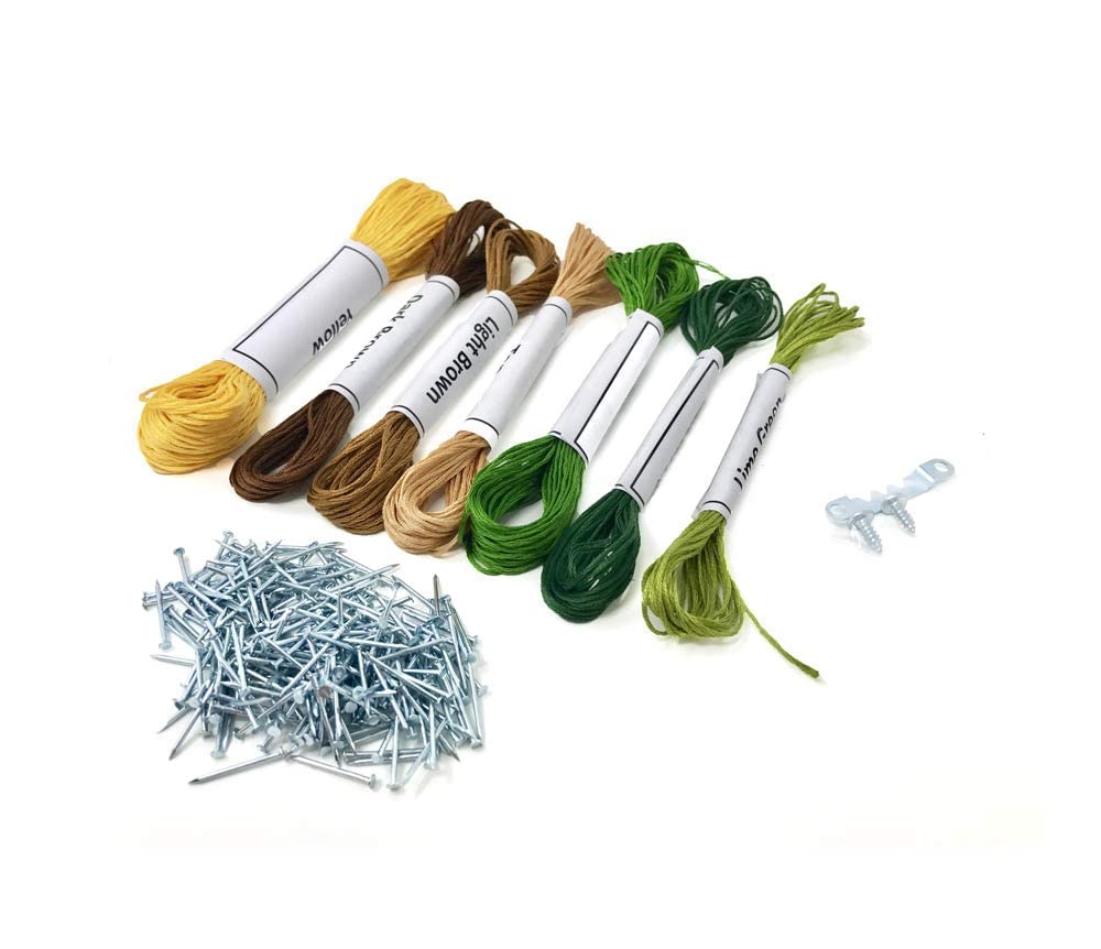 String of the Art Sunflower String Art Kit, American Made DIY Craft Kit for Adults, Stained Pine Wood (16" x 12"), Embroidery Floss, for Beginner to Advanced Crafters, Craft a Handmade Gift String of the Art