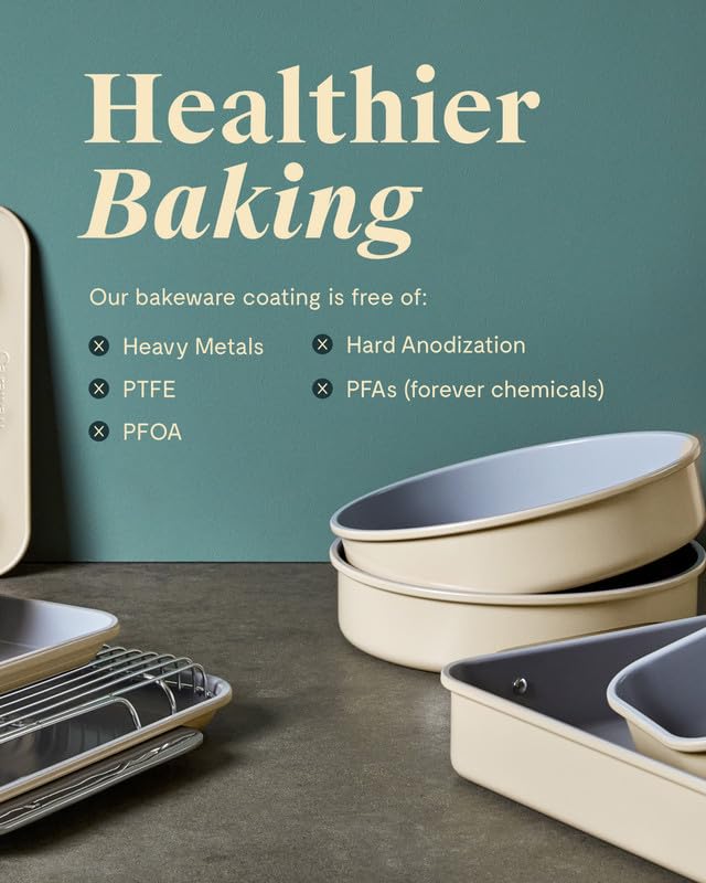 Caraway Non-Stick Ceramic 1 lb Loaf Pan - Naturally Slick Ceramic Coating - Non-Toxic, PTFE & PFOA Free - Perfect for Pound Cakes, Breads, & More - Cream Caraway