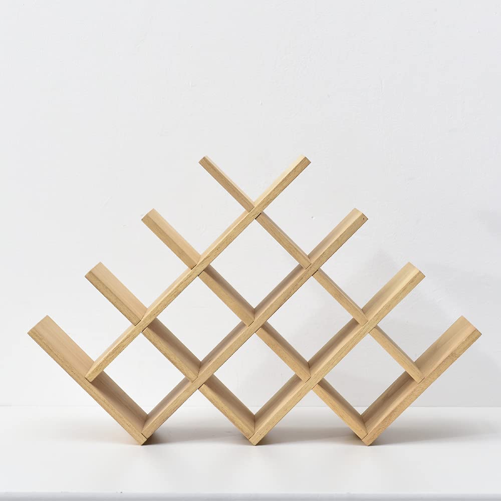 KIRIGEN Wooden 13-Bottle Wine Rack - Nature Wood 4-Tier Wine Display Rack/Free Standing and Countertop Wine Storage Shelf - Bottle Holder/Cabinet Glass Rack XHJJ4-NA KIRIGEN