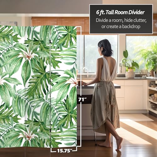 Red Lantern 6 ft. Tall Double Sided Palm Leaves Canvas Room Divider Red Lantern