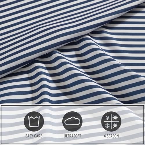 Eddie Bauer Kids - Twin Sheets, Stain-Resistant Toddler Bedding with Matching Sham(s), Super Soft, Ideal Boy Room Essentials (Vivid Stripe Blue, Twin) Eddie Bauer