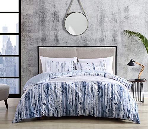 City Scene - Twin Duvet Cover Set, 100% Soft Cotton Bedding for Year Round Comfort, 2 Piece Bed Set with Maching Pilliwcase (Sokal Blue) City Scene
