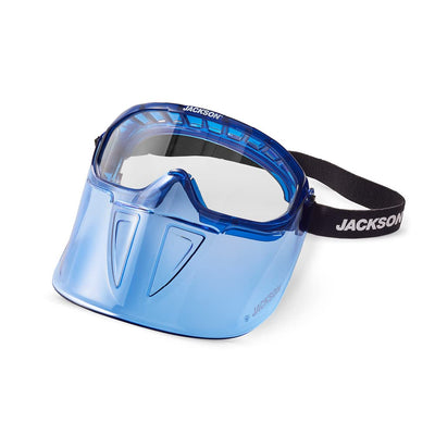 Jackson Safety 21000 - Safety Goggle - Gpl500 Premium Series - Clear Lens - Anti-fog - With Flip-up Detachable Face Shield - Blue Body