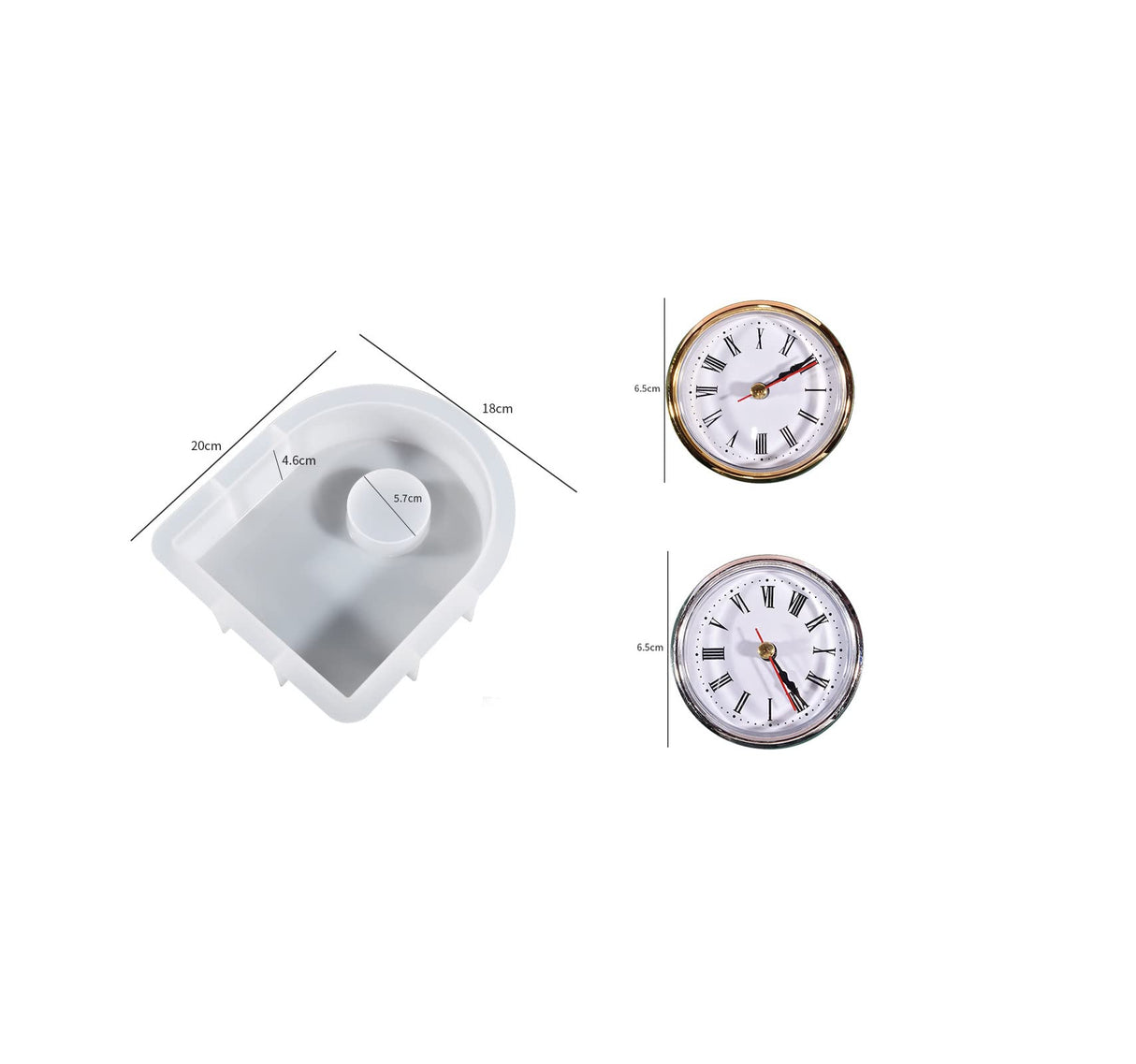 Xidmold Desk Clock Resin Mold, Arch Clock Casting Mold, Table Clock Silicone Mold with 2 Clock Movement Accessories, Desk Ornament Resin Mold for Table Home Decoration Xidmold