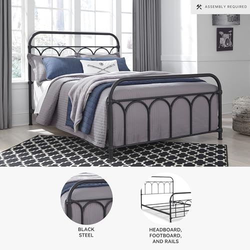 Signature Design by Ashley Nashburg Industrial Farmhouse Metal Bed, Full, Matte Black Signature Design by Ashley