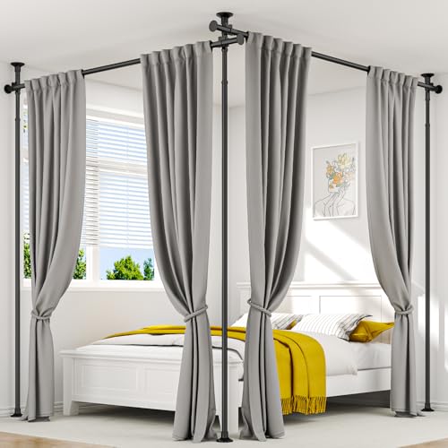 ALLZONE Partition Room Divider Curtain Rod, Adjustable Wall Divider for Room Separation, 63 to 130inch(H) & 31 to 135inch(W), No Drill, Three Mounting Options, Ideal for Creating Privacy Space, Black ALLZONE