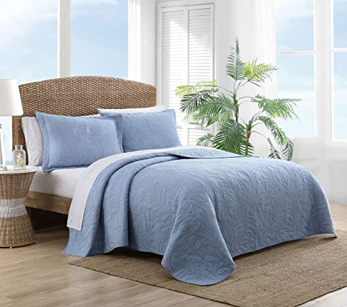 Tommy Bahama - Queen Quilt, Reversible Cotton Bedding, Pre-Washed for Added Softness (Costa Sera Blue, Queen) Tommy Bahama