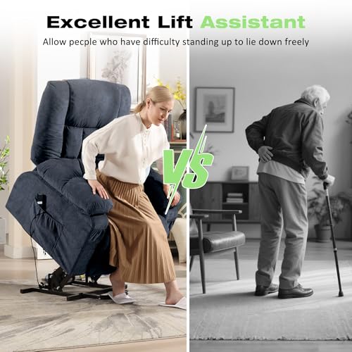 BOSMILLER Power Lift Recliner Chair with Massage and Heat for Elderly,Electric Lift Chair with USB Charging Runction and Side Pockets, Suitable for Living Rooms and bedrooms,Blue