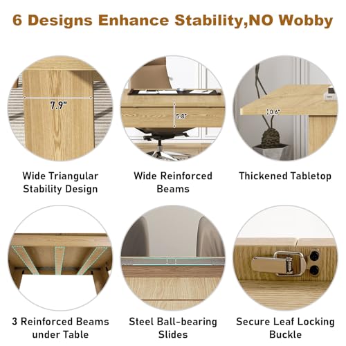 70.8"-110" Extendable Dining Table for 6-12 Person, Wooden Dining Room Table, Modern Extendable Table for Gatherings, Meeting for Small Kitchens, Dining Office Areas(Natural) Fingertip WD