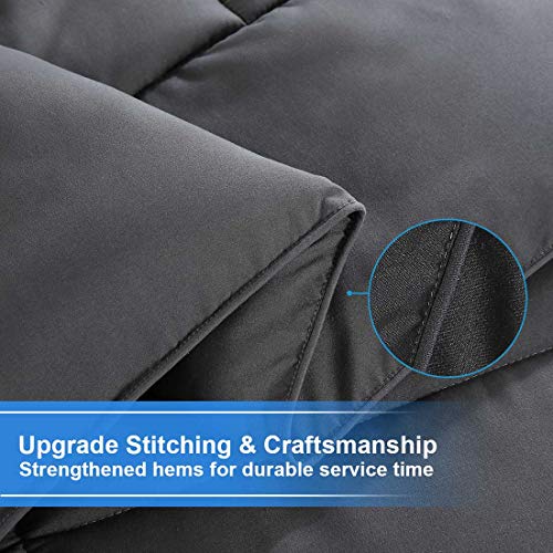 TEKAMON All Season Queen Comforter Winter Warm Soft Quilted Down Alternative Duvet Insert with Corner Tabs,Luxury Fluffy Reversible Hotel Collection,Charcoal Grey,88 x 88 inches TEKAMON