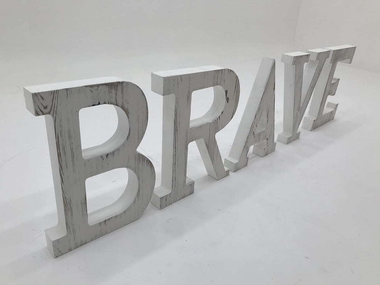 Extra Large Wood Decor Letters Wood Distressed White Letters DIY Block Words Sign Alphabet Free Standing Hanging for Home Bedroom Office Wedding Party (M) N\A