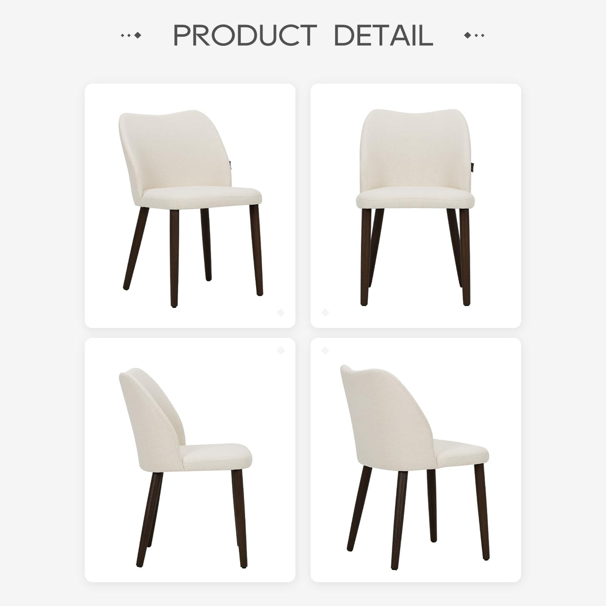 COLAMY Upholstered Dining Chairs Set of 4, Modern Fabric Dining Room Kitchen Side Chair with Padded Seat and Wood Legs for Restaurant/Cafe, Beige COLAMY