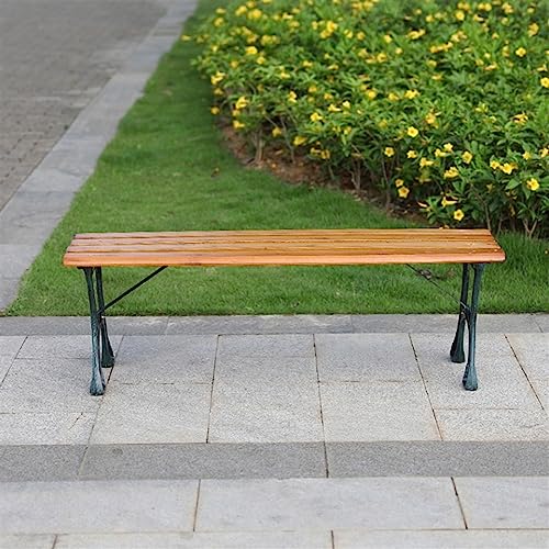 Garden Bench Outdoor Benches Weatherproof Outdoor Bench Backless, Durable Outdoor Patio Garden Bench with Cast Iron Legs, Thickened Wood Slats, Outdoor Leisure Seats for Garden, Courtyard, Backyard M JHKJDS