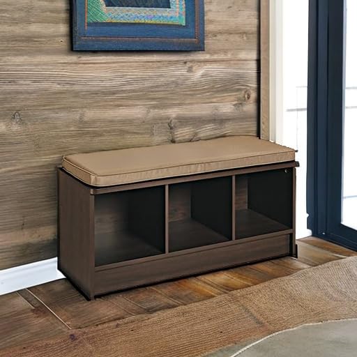 ClosetMaid 1570 Cubeicals 3-Cube Storage Bench, 14.01"D x 35.27"W x 18.5"H, Espresso ClosetMaid