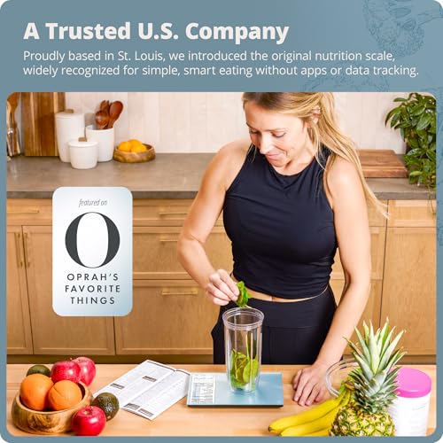 Greater Goods Digital Nutrition Scale โ Accurate Macro and Calorie Tracking for Meal Prep, Weight Loss, and Healthy Eating | 2,000 Built-in Foods, Intuitive Nutrition Label Display, 11lb Cap, Blue