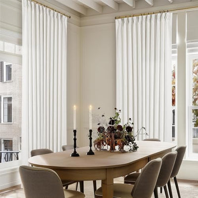 Pinch Pleated Linen 108 Inch Curtains 70 Inch Width for Living Room Divider Light Filtering Ivory Beige White Extra Wide Patio Curtains for Sliding Door Balcony Floor to Ceiling Picture Window 70x108