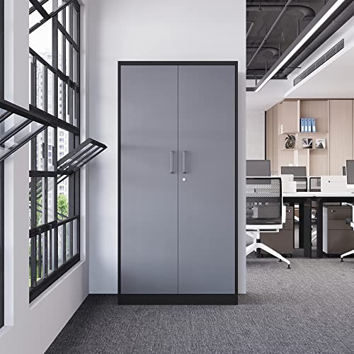 Letaya Metal Storage Cabinet,72'' Employee Lockers Steel Wardrobe with Lock Door for Office,Home,School,Gym,Fire Department,Hotel(72“-Black&Gray) Letaya