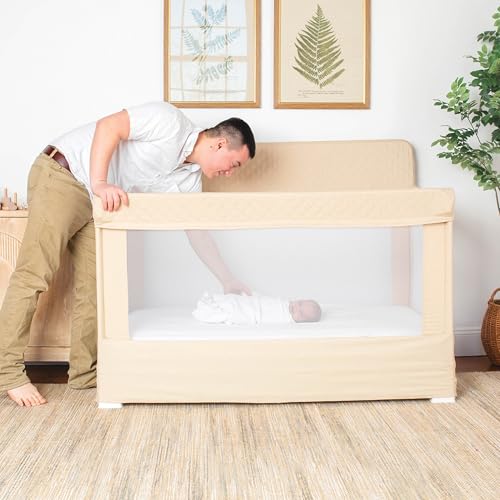 Baby Delight Lunaire Full Size Crib & Playard | Breathable Mesh Baby Crib | Tool-Free Assembly Baby Bed | 100% GOTS Certified Organic Cotton Fabric | Organic Oat Baby Delight