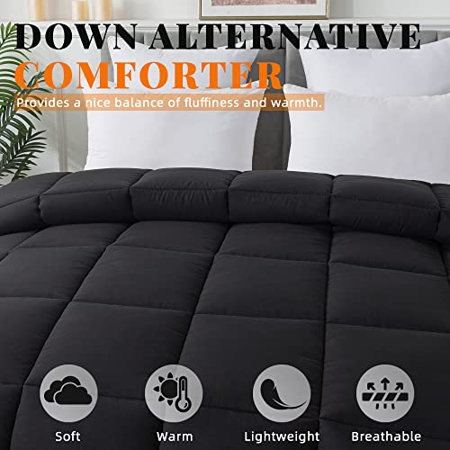 Cosybay Down Alternative Comforter (Black, Twin) - All Season Soft Quilted Twin Size Bed Comforter - Duvet Insert with Corner Tabs - Winter Summer Warm Fluffy, 64x88 inches Cosybay