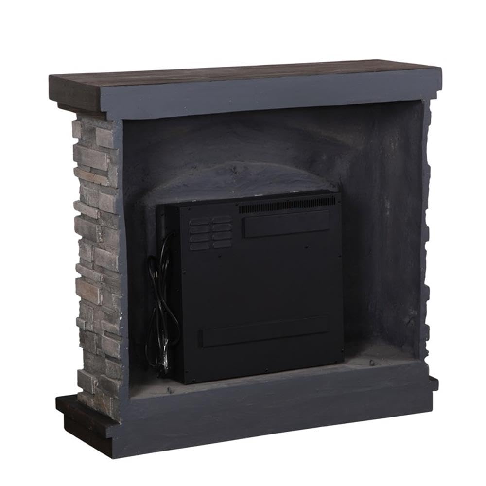 LIVILAND 36" Farmhouse Ceramic Magnesium Oxide Freestanding Electric Fireplace with 4 Flickering Flame Effect Settings, Remote and Touch Control, in Gray Finish LIVILAND