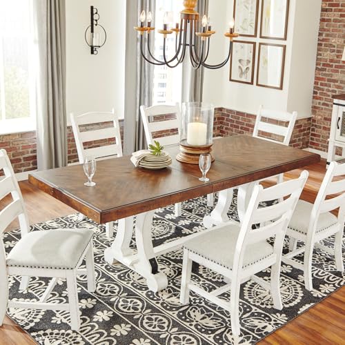 Signature Design by Ashley Valebeck Farmhouse Rectangular Extension Dining Table, Fits up to 8, White & Brown Signature Design by Ashley