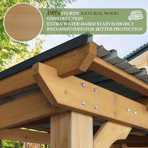 VEIKOU 8’x5’ Grill Gazebo, Patio Gazebo with Hardtop Metal Roof, Rainwater Drainage, Wood Frame, BBQ Gazebo for Barbecue, Backyard, Garden, Rustic VEIKOU
