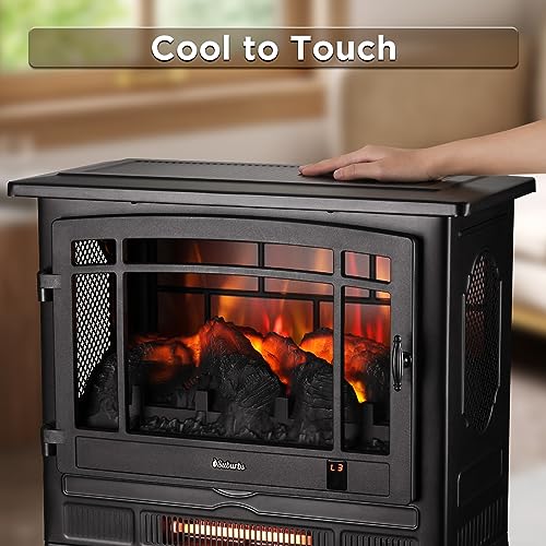 TURBRO Suburbs 25" WiFi Electric Fireplace Infrared Heater with Crackling Sound, Freestanding Fireplace Stove with Adjustable Flame Effects, Overheating Protection, Timer, Remote Control 1400W TURBRO