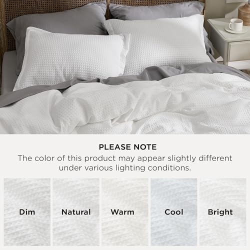 Bedsure Luxury Waffle Duvet Cover Queen Size - Textured Duvet Cover Set, Soft, Breathable Bedding Set (90"x90") with 2 Pillow Shams for All Season, Pure White, Comforter Not Included Bedsure