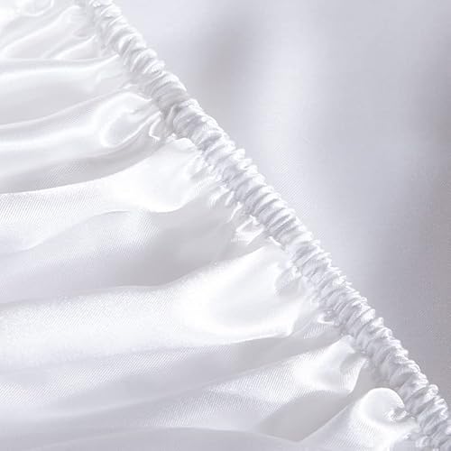 1 Piece Satin Fitted Sheet Only Classic Luxury Silky Soft Bed Sheets Solid Color (Twin, White) JUWENIN