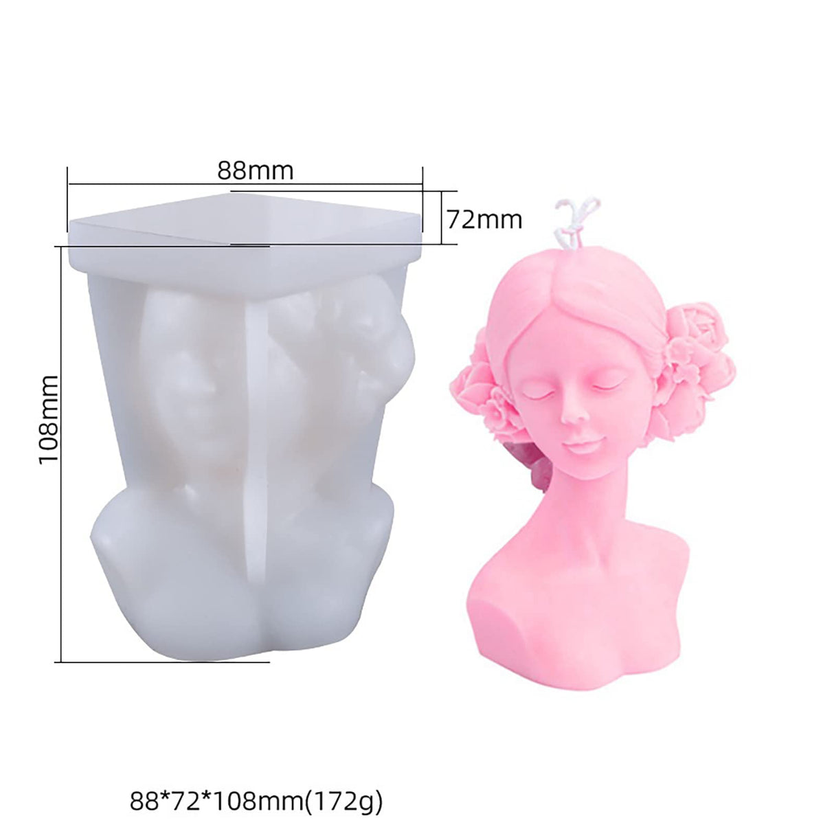 2 Pack Braid Girl Shape Portrait Candle Resin Mold - Resin Casting Silicone Molds for Home Decor & Candle Making Wave Spiral Mold ESEDAGE