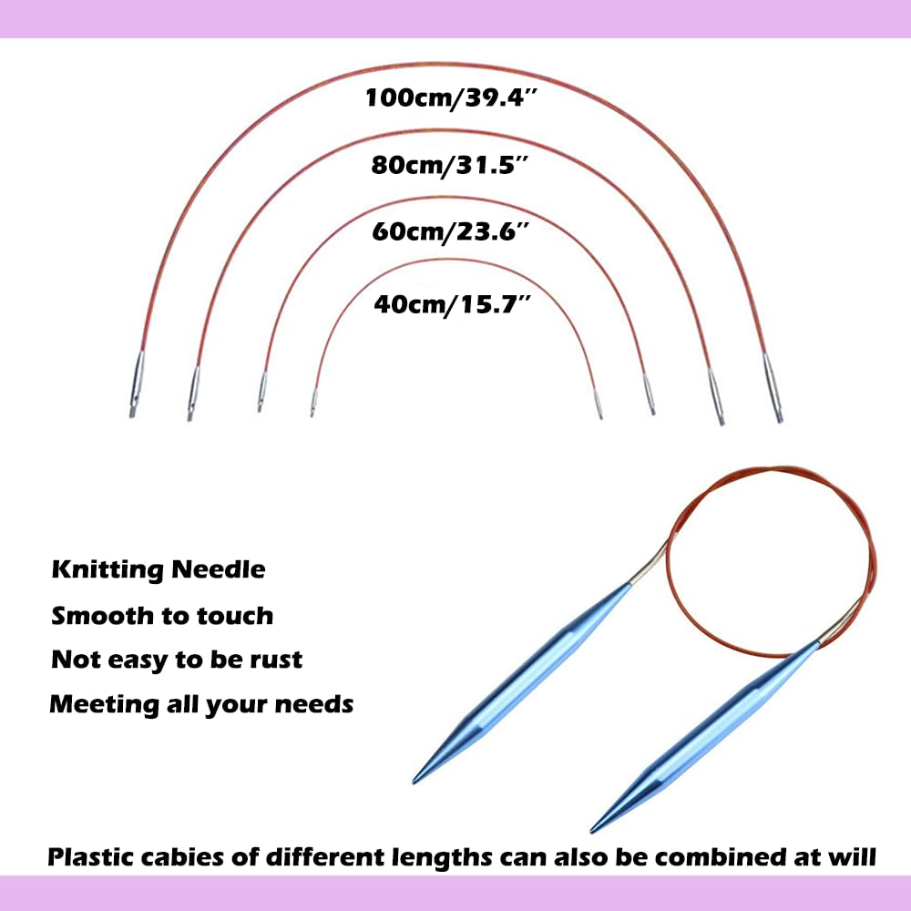 Yarniss 13 Pair Circular Knitting Needle Set 3.0~10.0mm, Interchangeable Aluminum Knitting Needles with Case Yarniss