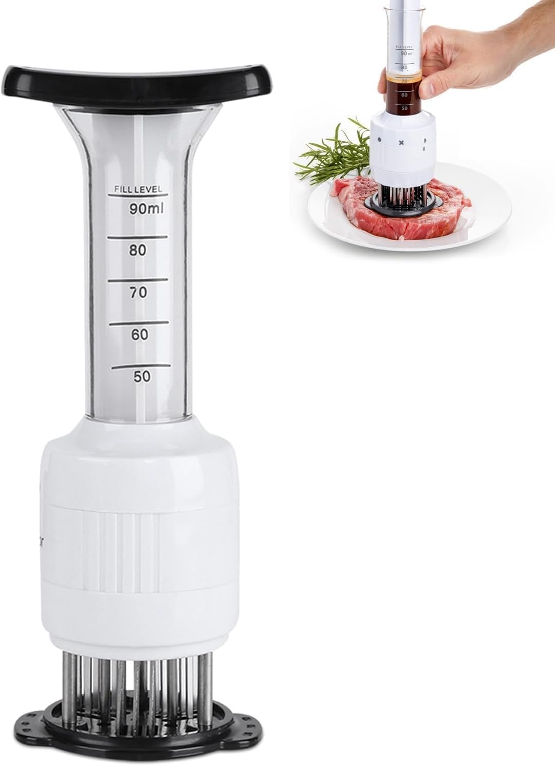 GOTOTOP Meat Marinade Tenderizer Needle Injector Steaks Flavor Syringe Cook Kitchen Tool Meat Tenderizer 2.64 x 2.64 x 8.86inch GOTOTOP