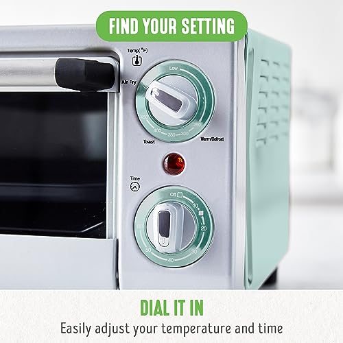 GreenLife Countertop Toaster Oven Air Fryer Stainless Steel, Healthy Ceramic Nonstick, PFAS and PFOA-Free, Tray & Basket, Bake, Broil, Reheat, Adjustable Temp & Time Control, Auto Shutoff, Turquoise GreenLife