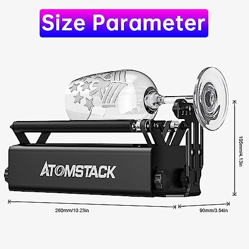 ATOMSTACK R3 Pro Rotary Roller, Auxiliary Engraving Module for Laser Engraver, 360 Degree Rotating Rollers for Laser Cutter, for Cup-shaped/Cylindrical/Oversized Objects (R3 Pro Rotary Roller) ATOMSTACK