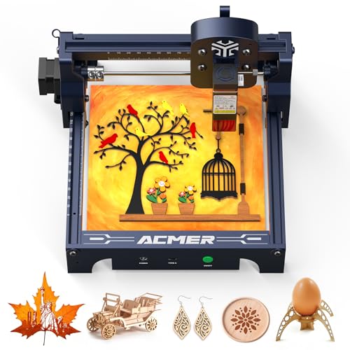 ACMER S1 Laser Engraver for Beginners, 6000mW Lazer Engraving Machine with 130x130mm Working Area, Laser Cutter for Wood, Acrylic, Leather, DIY Crafts & Small Business ACMER