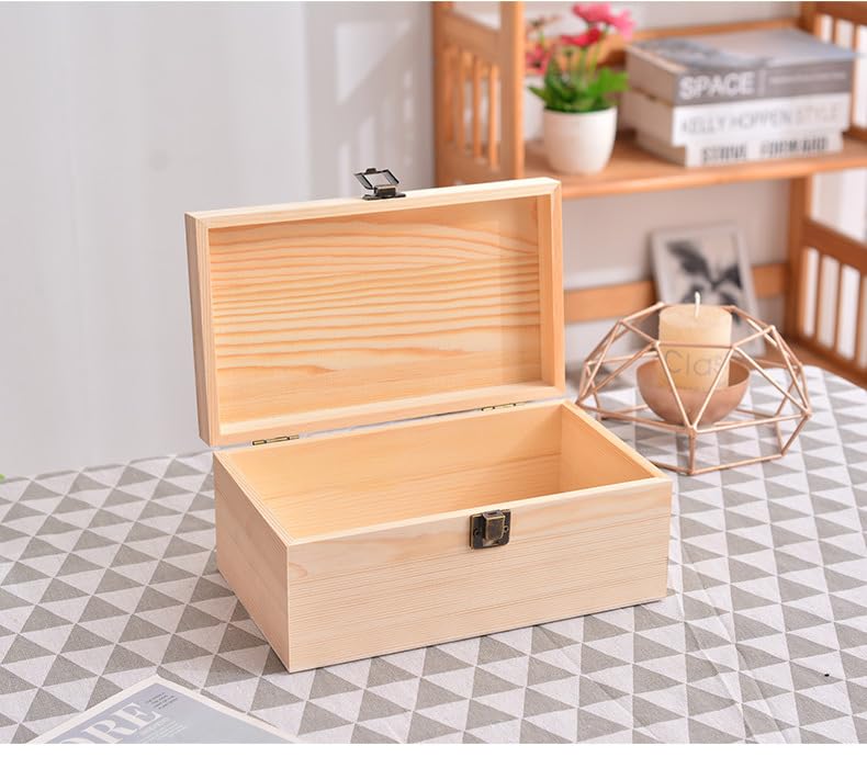 Wooden Boxes for Crafts, Natural Wooden Boxes 6.7 x 5.1 x 3.2 Inch, Reusable Wooden Boxes for Art and DIY Hobbies, Jewelry Boxes and Wooden Gift Boxes for Home Storage YXFZPAN