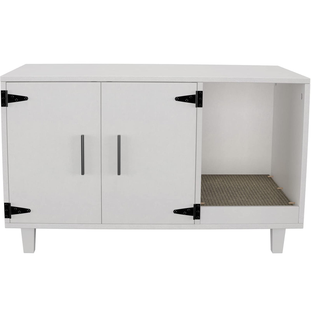 GDLF Modern Wood Pet Crate Cat Washroom Hidden Litter Box Enclosure Furniture House as Table Nightstand with Scratch Pad,Stackable (White) GDLF