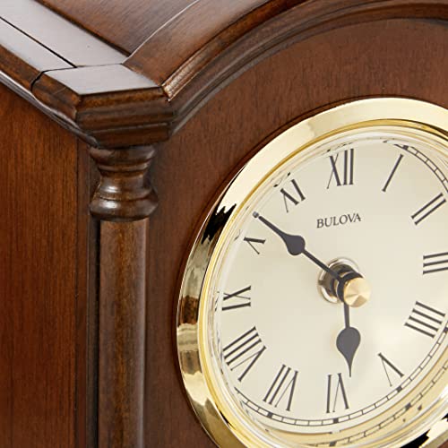 Bulova Dalton Chiming Pendulum Table Clock - Walnut Finish - Gold-Tone Accents Bulova