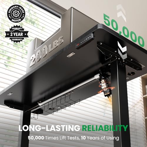 SIAGO Electric Standing Desk Adjustable - 48 x 24 Inch Sit Stand up Desk with Cable Management - 3 Memory Preset Adjustable Height Table SIAGO