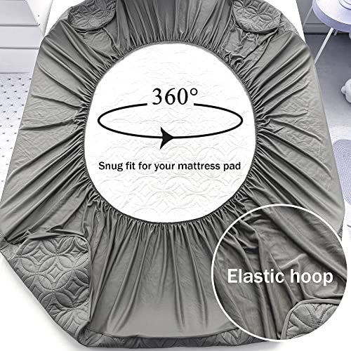 FELTYBED Full Size 54"x75" Waterproof Mattress Protector, Soft Bed Grey Mattress Cover Full, Breathable Mattress Pad Cover with Deep Pocket 6"- 15", Noiseless Washable FELTYBED