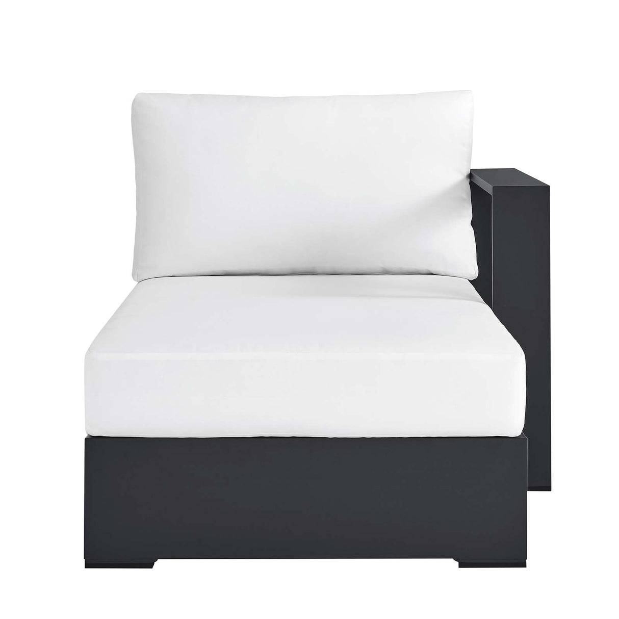 Modway Tahoe Powder-Coated Aluminum Outdoor Chaise Lounge in Gray White with Weather-Resistant Cushions, Modular Right-Facing Patio Lounger for Pool Furniture or Sectional Sofa Set Modway